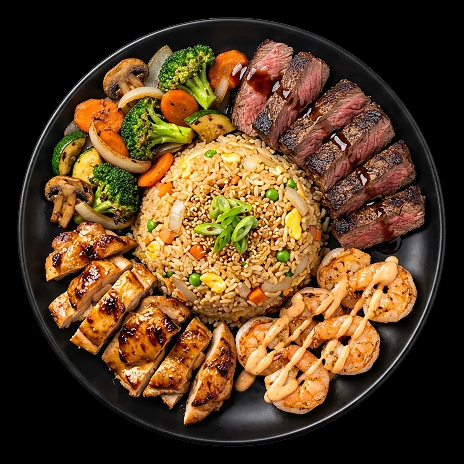 Steak, Chicken & Shrimp Trio